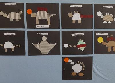 Dinozavri na obisku pri otrocih iz skupine Kameleončki